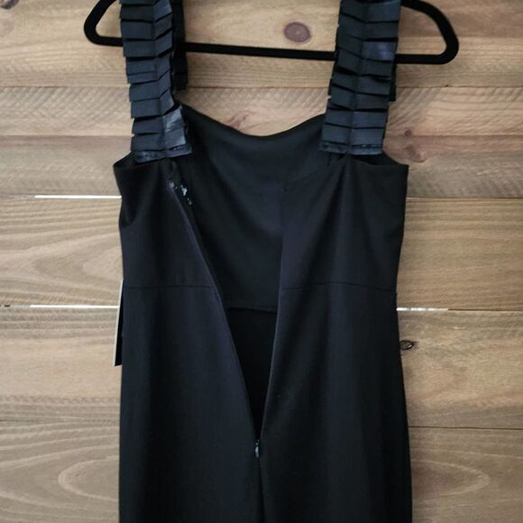 New Lulus Black Shoulder Ruffles Mermaid Bodycon Dress womens size S - Picture 5 of 7